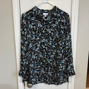 J. Jill Black and Blue Floral Print Tunic